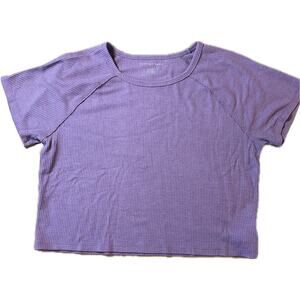 American Eagle Women's Purple Waffle Knit Raglan Short Sleeve Shirt‎ XL